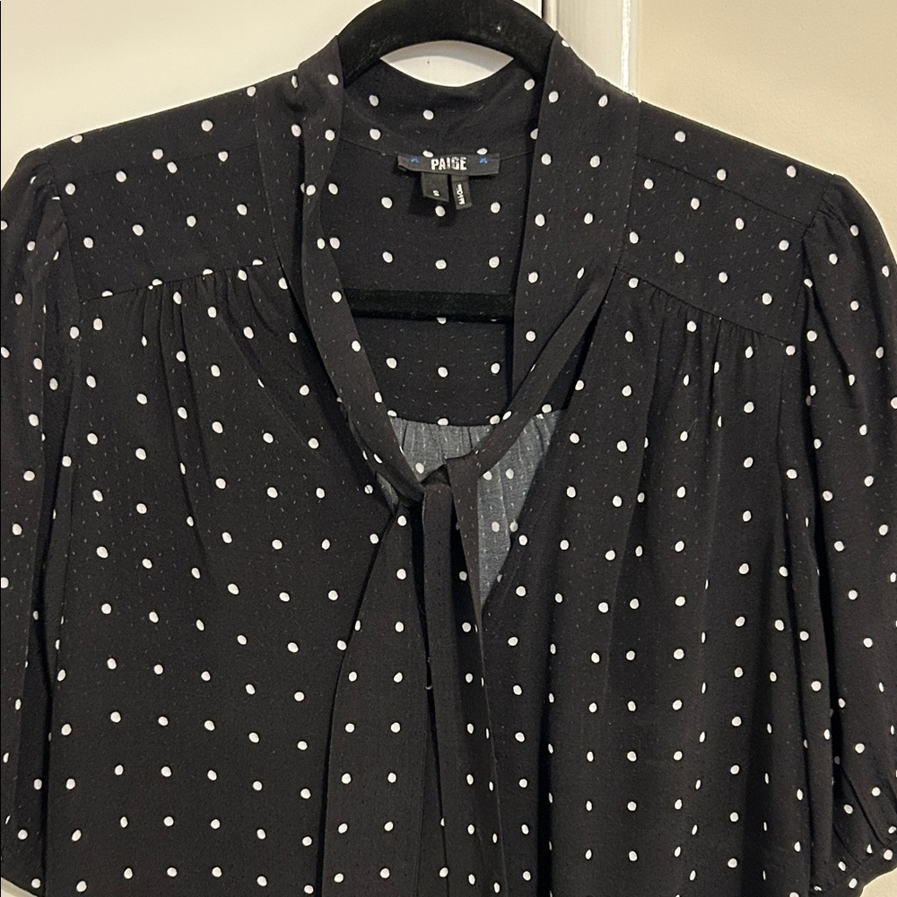 PAIGE Midnight Blouse with Ivory Dots - Picture 3 of 4